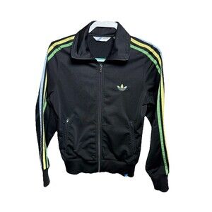 Adidas Track Jacket Women M Slim Black Trefoil Logo Back Y2K Streetwear